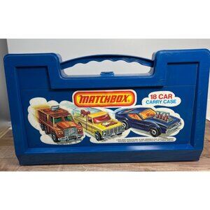 Vintage 1976 Matchbox 18 Car Carry Case Blue Plastic Storage Container With Comp